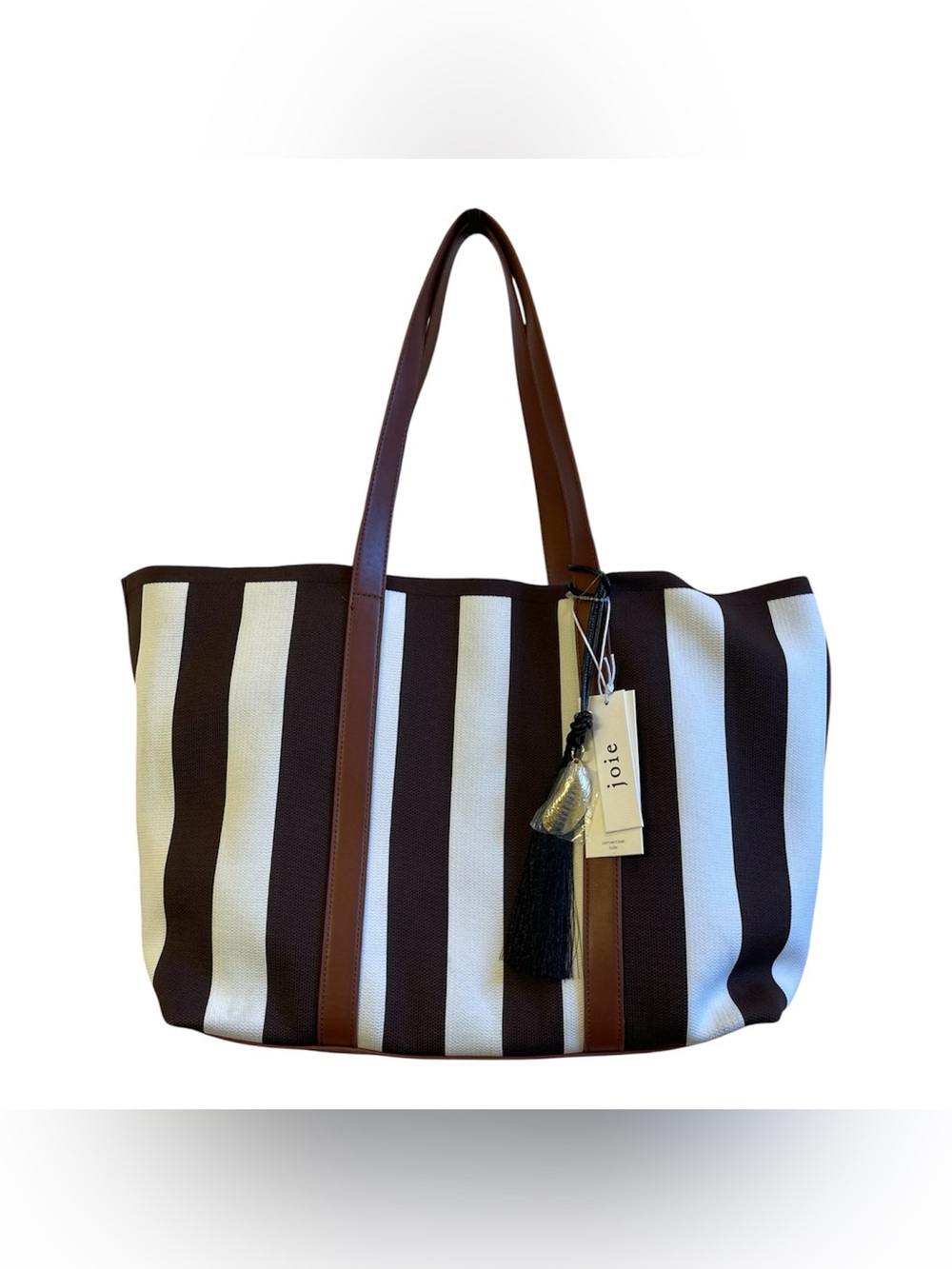 Joie Brown & White Striped Tote Bag - NWT **